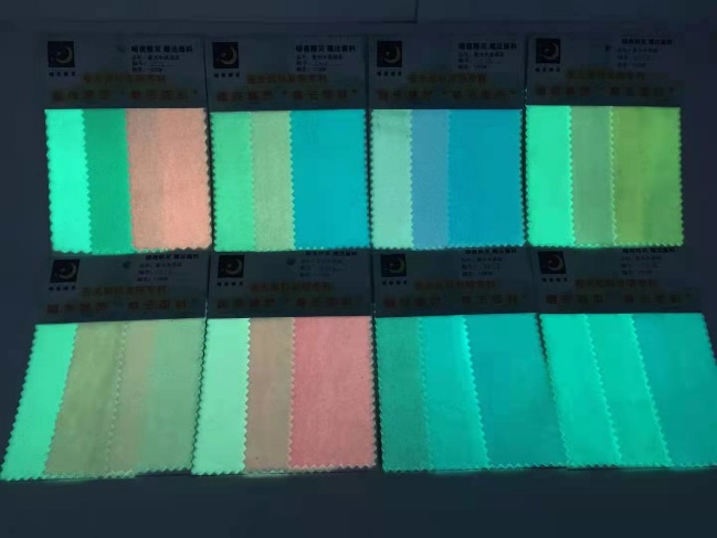 Night view of luminous fabric swatches
